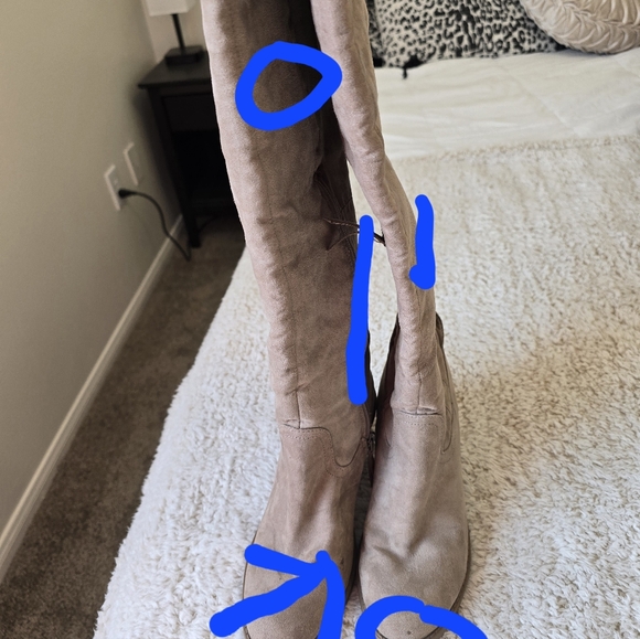 Over The Knee Tan Suede Heeled Boots - Picture 9 of 10